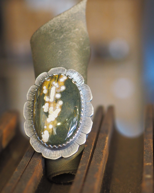 OOAK Adjustable Ring - Sterling Silver/Ocean Jasper