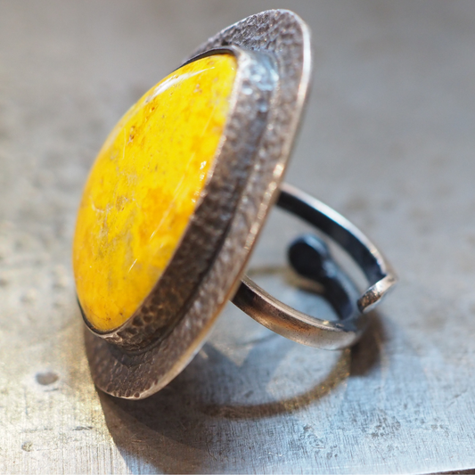 OOAK Adjustable Ring - Sterling Silver/Bumble Bee Jasper