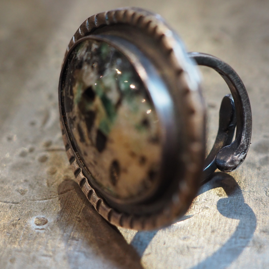 OOAK Adjustable Ring - Sterling Silver/NC Emerald