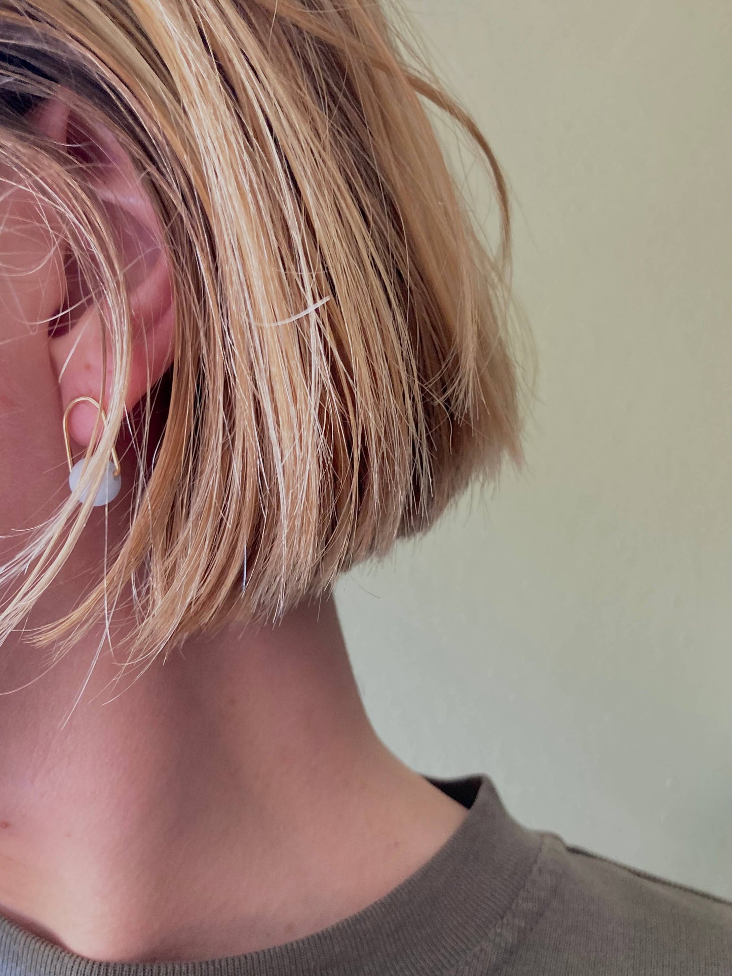 telle / of the Hills - Cove Stud - Minimal Gemstone Arc Frame Stud: 14k gold fill / Pink opal