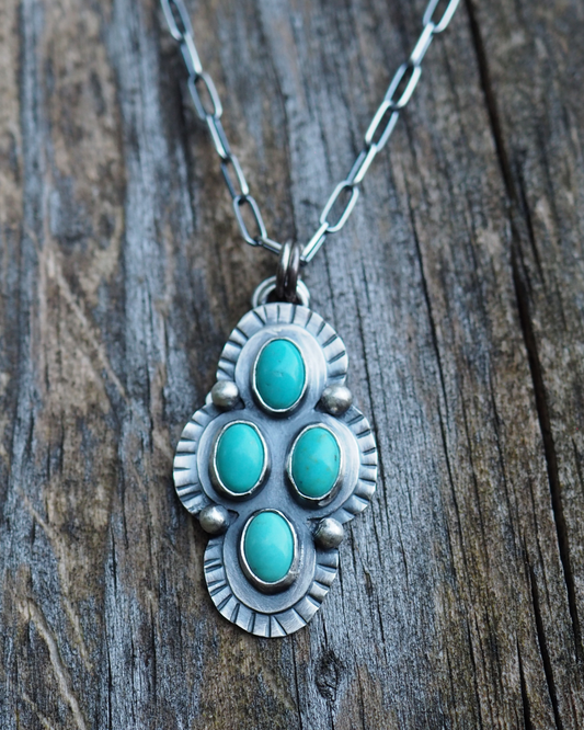 Quad Kingman Turquoise Necklace