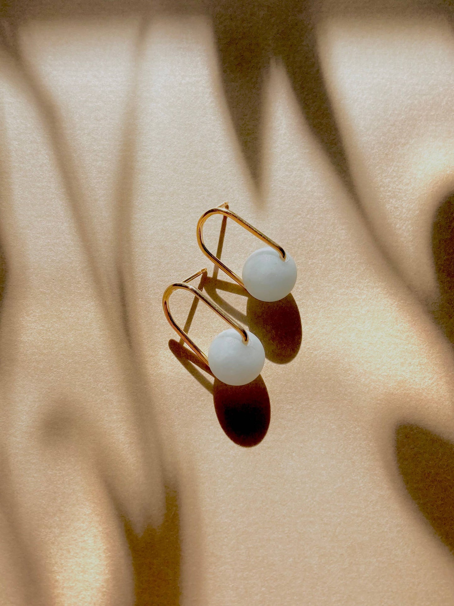 telle / of the Hills - Cove Stud - Minimal Gemstone Arc Frame Stud: 14k gold fill / Pink opal
