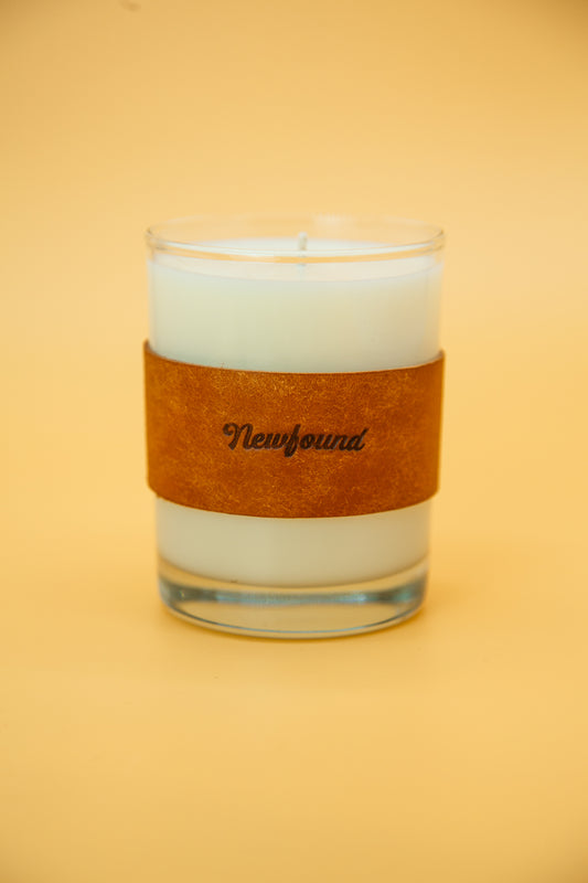 Leather Wrapped Soy Wax Candle - Leather Scent