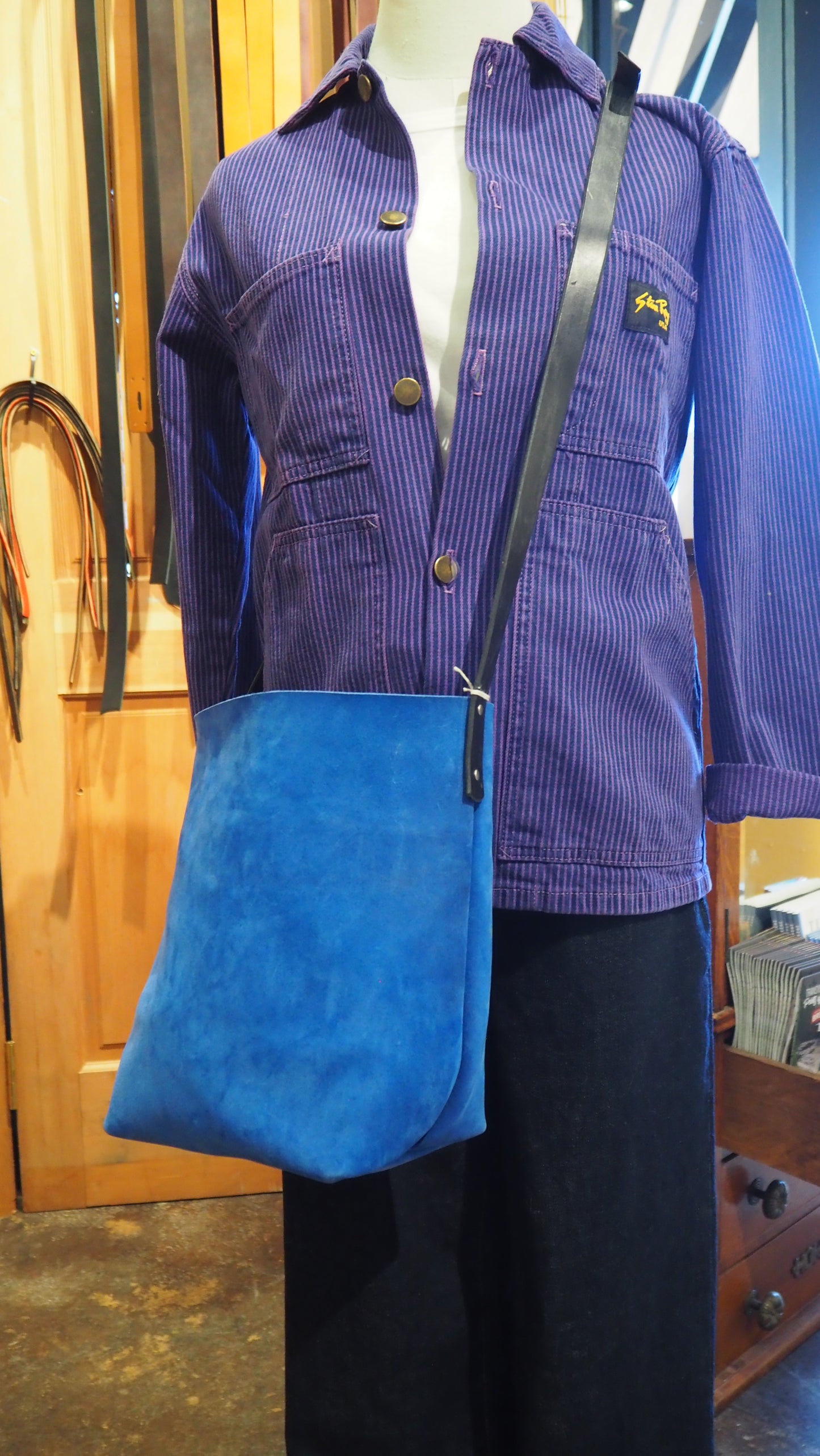 Cross Body Bag - Waxed Suede